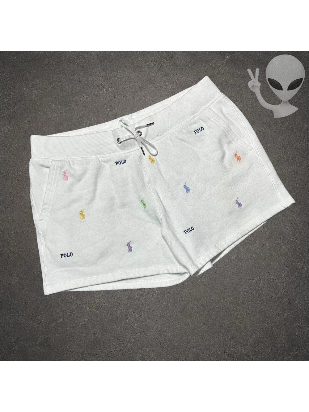Polo Ralph Lauren All-Over Pony Embroidered Shorts Women XS White
